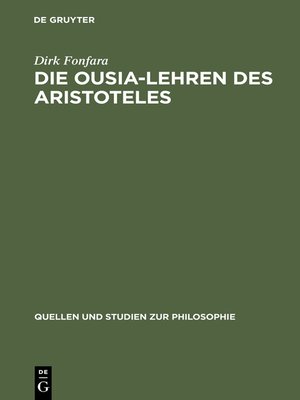 cover image of Die Ousia-Lehren des Aristoteles